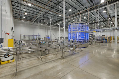 The site currently operates three packaging lines, but there is room for seven more before additional construction would be needed to double that.