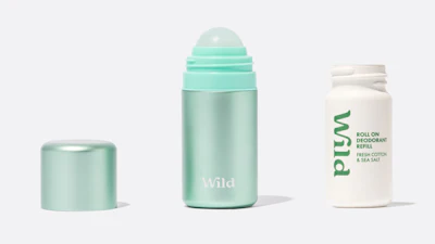 Wild&rsquo;s new refillable roll-on deodorant pairs a sleek, reusable aluminum case with a compostable, bio-based refill.