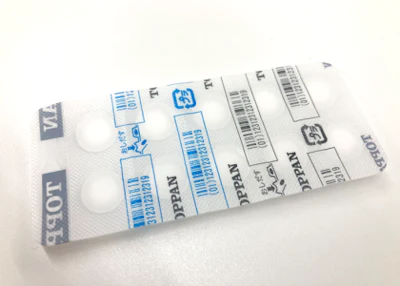 Samples of push-through blister packs with brittle lidding material.