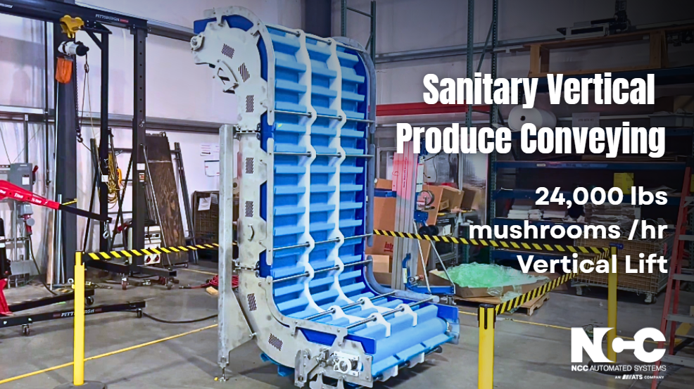 Ncc Delivers High Capacity Z Incline Conveyor For Fresh Mushroom Production, Handling Up To 42,000 Lbs Per Hour