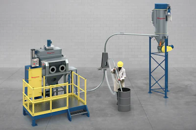 Flexicon PNEUMATI-CON dilute phase vacuum conveying system designed for unloading containers and bags.