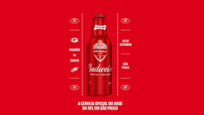 The bottle was developed by Trivium for Budweiser (Brazil) to commemorate being the official sponsor of the first NFL game held in S&atilde;o Paulo, Brazil against the Philadelphia Eagles and Green Bay Packers.