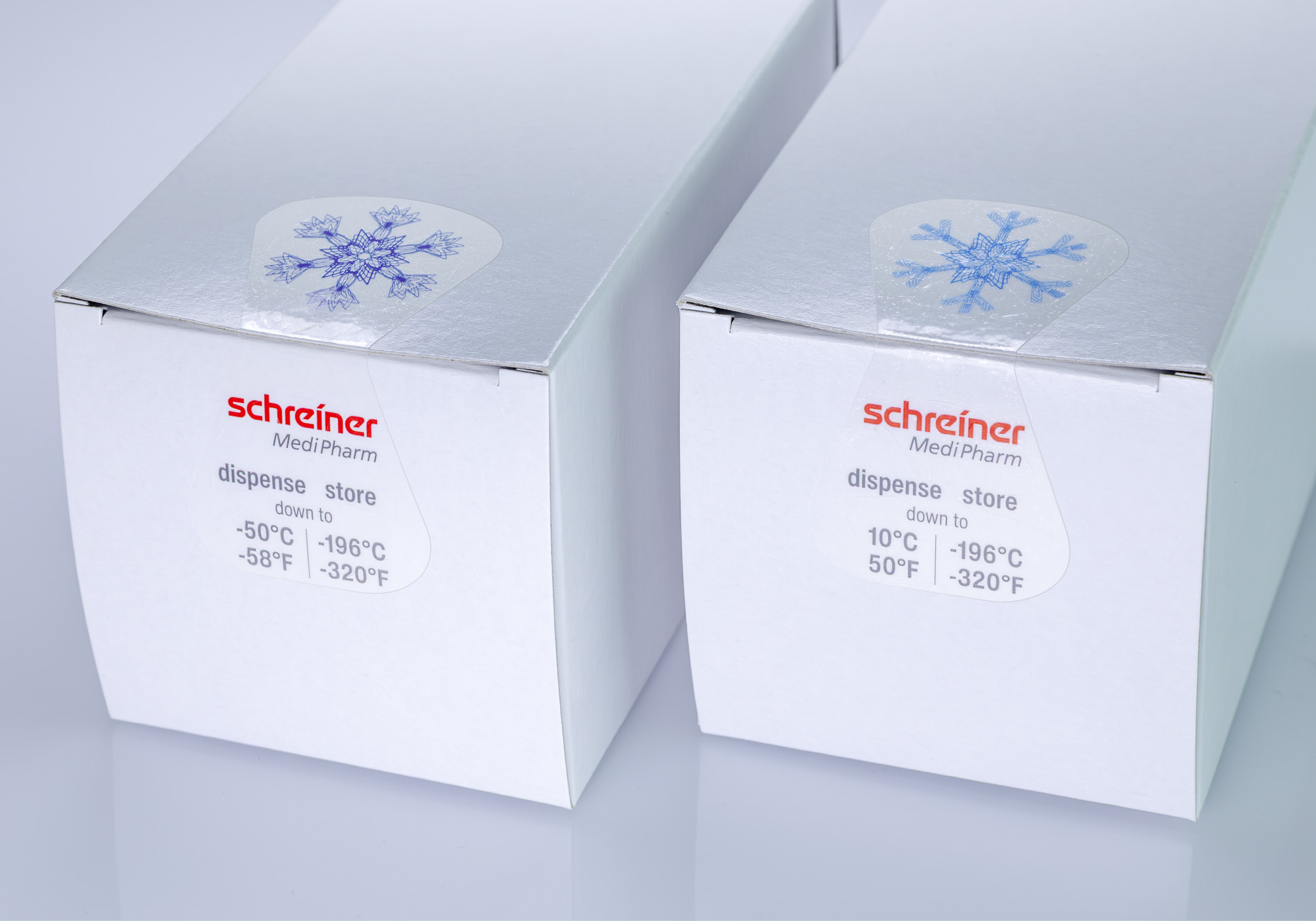 The transparent deep-freeze seal from Schreiner MediPharm enables reliable sealing of folding boxes even at extreme sub-zero temperatures.